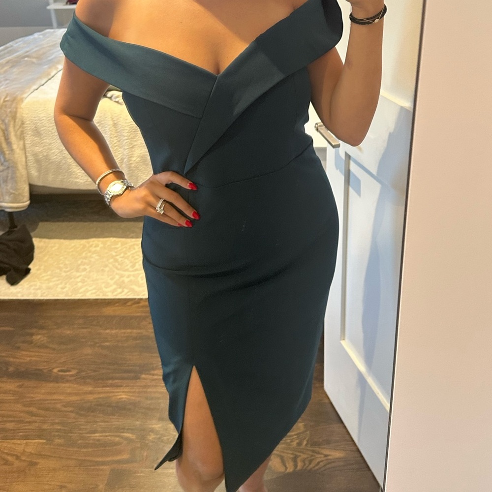 Elegant Off-Shoulder Teal Dress